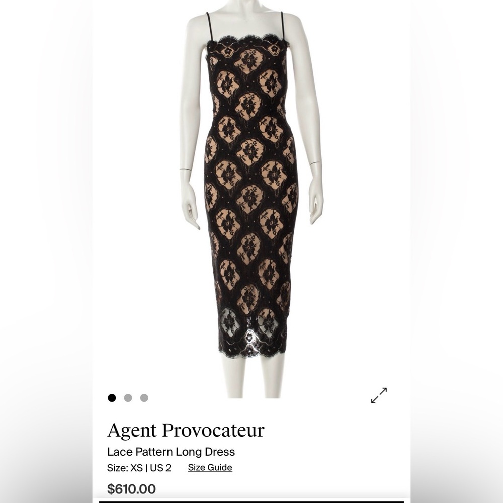 Elegant and sexy Agent Provocateur Black Lace Midi Dress